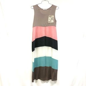 Be Inspired Color Block Chevron Midi Dress